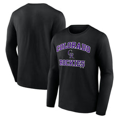 Colorado Rockies Logo Athletic Heart & Soul Long Sleeve T-Shirt Black