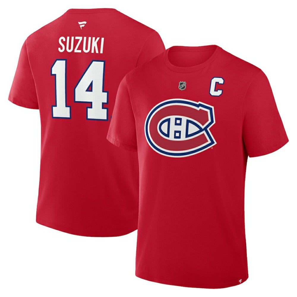 Nick Suzuki Montreal Canadiens Fanatics Authentic Stack Name & Number T-Shirt Red