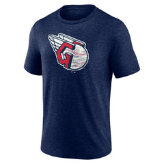 Cleveland Guardians Official Logo Tri-Blend T-Shirt Heather Navy
