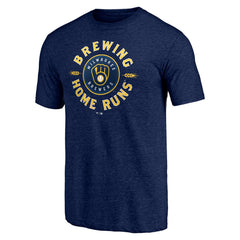 Milwaukee Brewers Hometown Collection Brewing Up Tri-Blend T-Shirt Heather Navy
