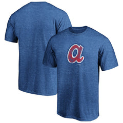 Atlanta Braves Cooperstown Collection Throwback Logo Tri-Blend T-Shirt Heather Royal