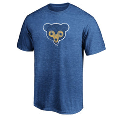Chicago Cubs Cooperstown Collection Throwback Logo Tri-Blend T-Shirt Heather Royal