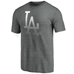 Los Angeles Dodgers Cooperstown Collection Logo Tri-Blend T-Shirt Heather Gray