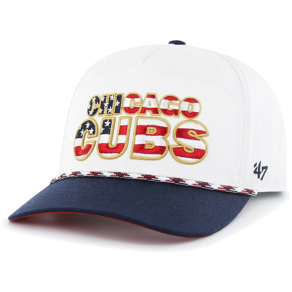 Chicago Cubs Flag Script Hitch Snapback Hat White | 47 brand