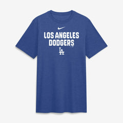 Los Angeles Dodgers Stacked Tri-Blend T-Shirt Heather Royal | Nike