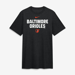 Baltimore Orioles Stacked Tri-Blend T-Shirt Heather Black | Nike