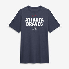 Atlanta Braves Stacked Tri-Blend T-Shirt Heather Navy | Nike