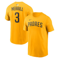 Jackson Merrill San Diego Padres Name & Number T-Shirt Gold | Nike