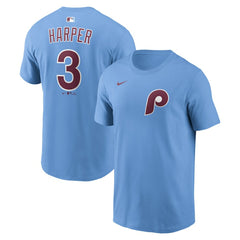 Bryce Harper Philadelphia Phillies Name & Number T-Shirt Light Blue | Nike