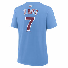 Trea Turner Philadelphia Phillies Women's Name & Number T-Shirt Light Blue | Nike