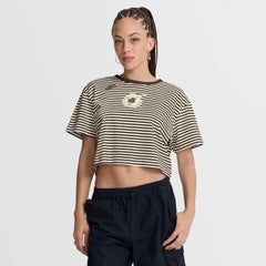 San Diego Padres Women's Cooperstown Collection Striped Cropped T-Shirt Brown/Cream | Nike
