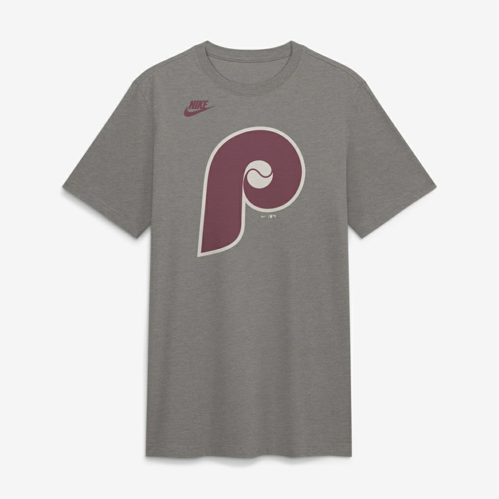 Philadelphia Phillies Cooperstown Logo Tri-Blend T-Shirt Heather Charcoal | Nike