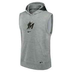 Miami Marlins Authentic Collection Early Work Dri-FIT Sleeveless Hoodie Heather Gray | Nike