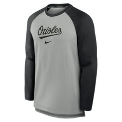 Baltimore Orioles Authentic Collection Game Time Raglan Performance Long Sleeve T-Shirt Heather Gray/Black | Nike