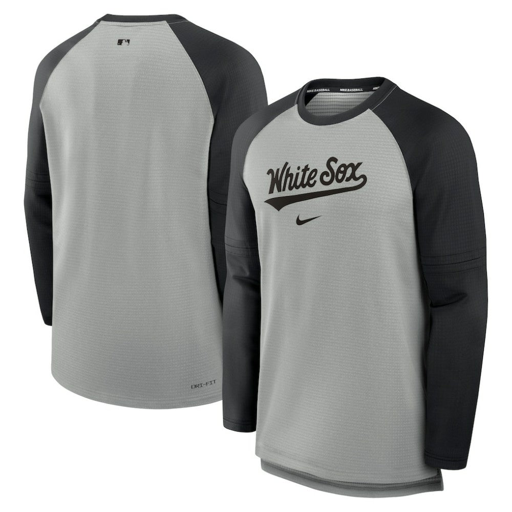 Chicago White Sox Authentic Collection Game Time Raglan Performance Long Sleeve T-Shirt Heather Gray/Black | Nike