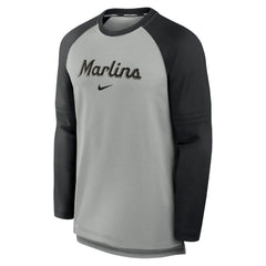Miami Marlins Authentic Collection Game Time Raglan Performance Long Sleeve T-Shirt Heather Gray/Black | Nike