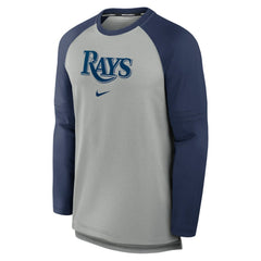 Tampa Bay Rays Authentic Collection Game Time Raglan Performance Long Sleeve T-Shirt Heather Gray/Navy | Nike