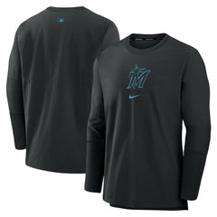 Miami Marlins Authentic Collection Player Dri-FIT Lightweight Pullover Black | Nike