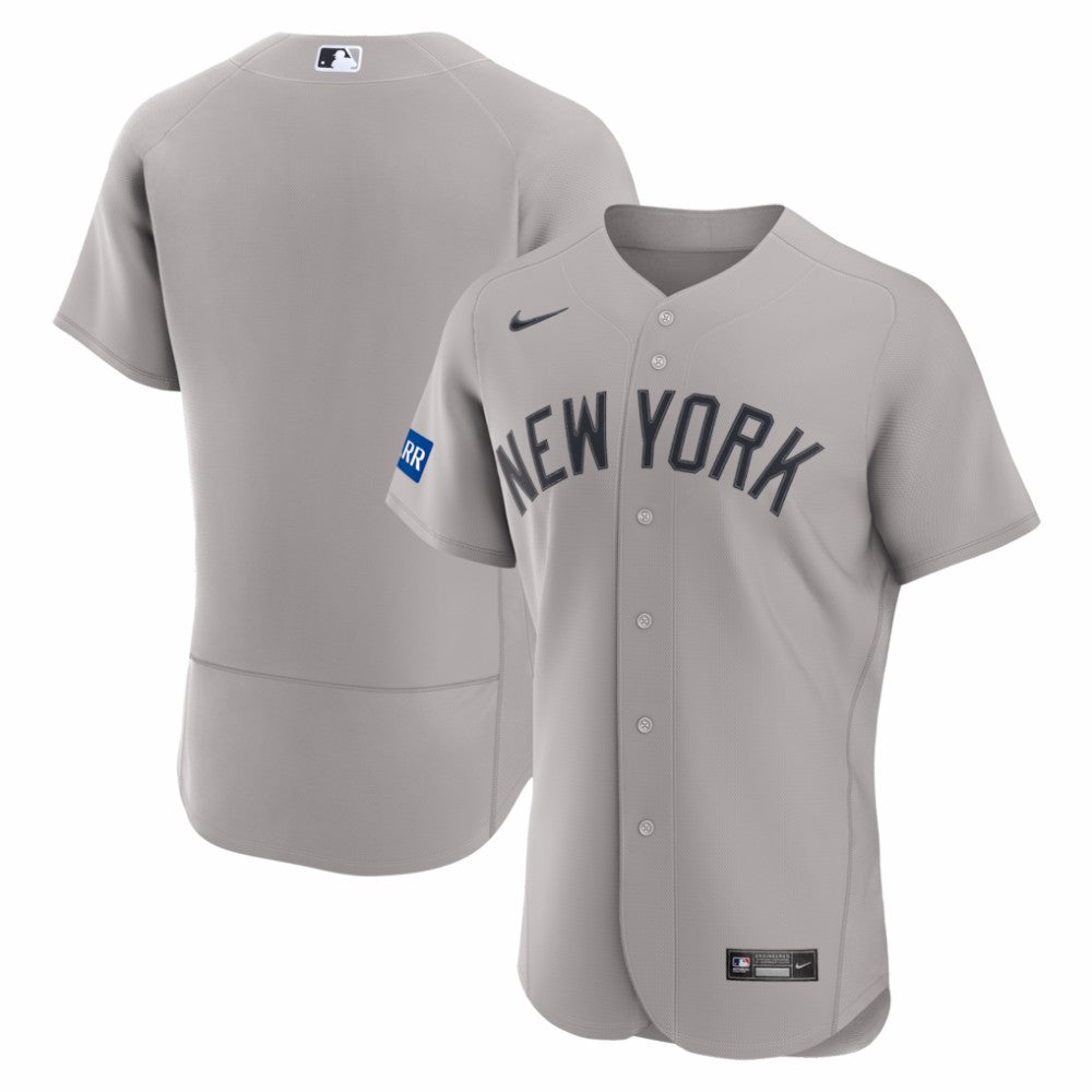 New York Yankees Road Sponsor Patch Authentic Jersey - Gray