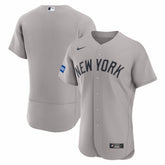 New York Yankees Road Sponsor Patch Authentic Jersey - Gray
