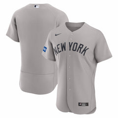 New York Yankees Road Sponsor Patch Authentic Jersey - Gray
