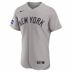 New York Yankees Road Sponsor Patch Authentic Jersey - Gray