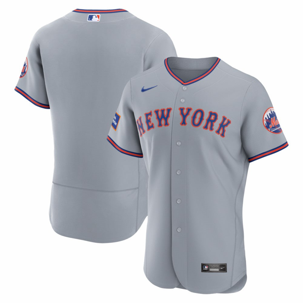 New York Mets Road Sponsor Patch Authentic Jersey - Gray
