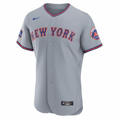 New York Mets Road Sponsor Patch Authentic Jersey - Gray