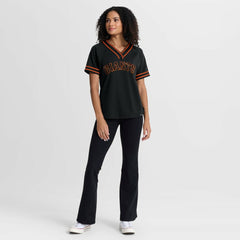 San Francisco Giants Women's Diva Race Ahead Raglan V-Neck T-Shirt Black