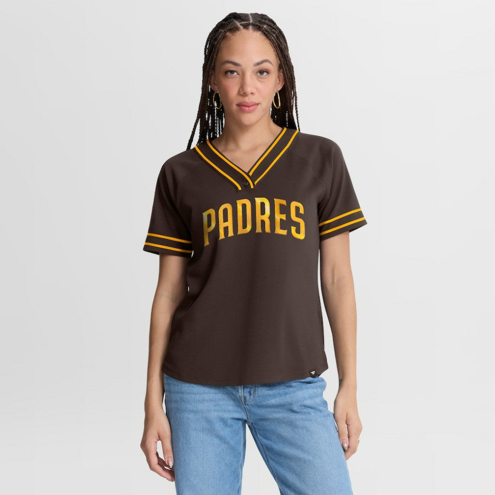 San Diego Padres Women's Diva Race Ahead Raglan V-Neck T-Shirt Brown