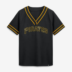 Pittsburgh Pirates Women's Diva Race Ahead Raglan V-Neck T-Shirt Black