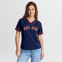 Boston Red Sox Women's Diva Race Ahead Raglan V-Neck T-Shirt Navy