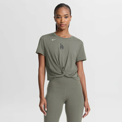 Los Angeles Dodgers Women's One Twist Dri-FIT Cropped T-Shirt Olive | Nike