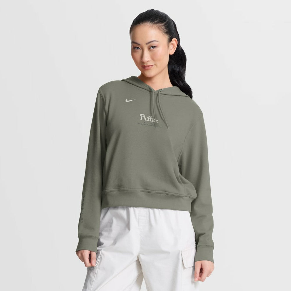 Philadelphia Phillies Women's One Tri-Blend Dri-FIT Hoodie Olive | Nike