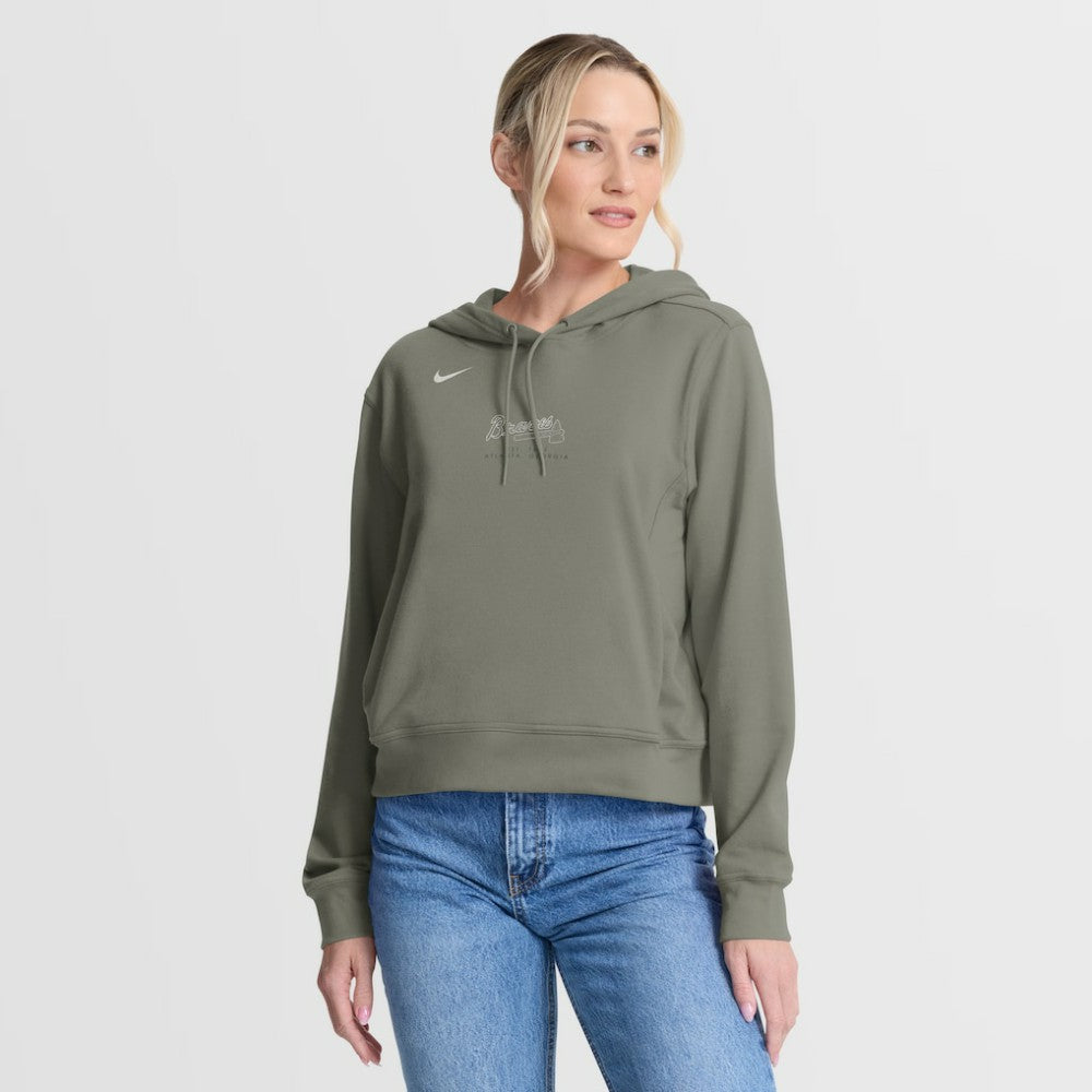 Atlanta Braves Women's One Tri-Blend Dri-FIT Hoodie Olive | Nike