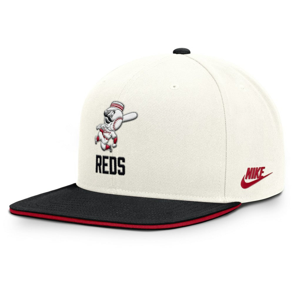 Cincinnati Reds Cooperstown Pro Dri-FIT Snapback Hat Cream/Black | Nike