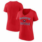 Washington Capitals Logo Athletic Women's Arch Victory V-Neck T-Shirt Red