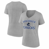 Vancouver Canucks Logo Athletic Women's Arch Victory V-Neck T-Shirt Heather Gray