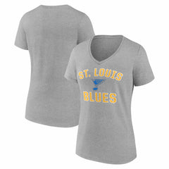 St. Louis Blues Logo Athletic Women's Arch Victory V-Neck T-Shirt Heather Gray