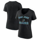 San Jose Sharks Logo Athletic Women's Arch Victory V-Neck T-Shirt Black
