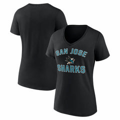 San Jose Sharks Logo Athletic Women's Arch Victory V-Neck T-Shirt Black