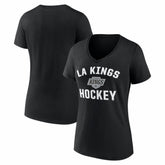Los Angeles Kings Logo Athletic Women's Arch Victory V-Neck T-Shirt Black