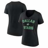 Dallas Stars Logo Athletic Women's Arch Victory V-Neck T-Shirt Black