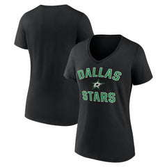 Dallas Stars Logo Athletic Women's Arch Victory V-Neck T-Shirt Black