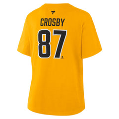 Sidney Crosby Pittsburgh Penguins Fanatics Women's Authentic Stack Name & Number T-Shirt Gold