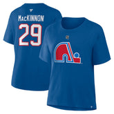 Nathan MacKinnon Colorado Avalanche Fanatics Women's Heritage Authentic Stack Name & Number T-Shirt Blue