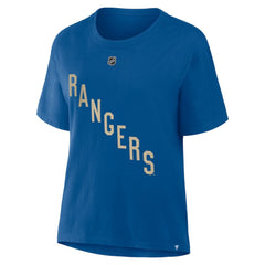 Mika Zibanejad New York Rangers Fanatics Women's Authentic Stack Name & Number T-Shirt Blue