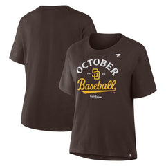 San Diego Padres Women's 2025 MLB Postseason Locker Room T-Shirt Brown