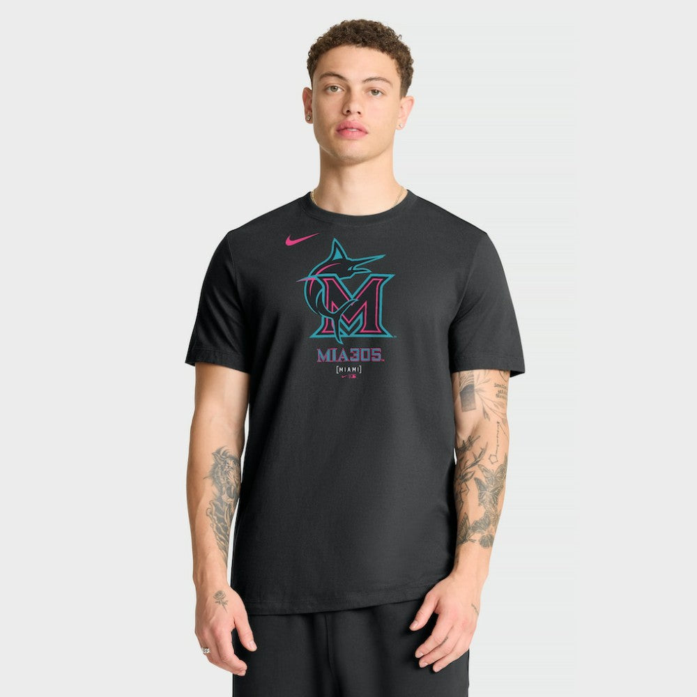 Miami Marlins City Connect Large Logo T-Shirt Black | Nike