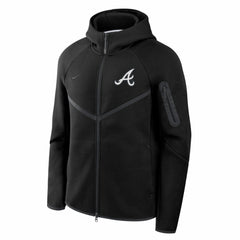 Atlanta Braves Tech Fleece Raglan Full-Zip Windrunner Hoodie Black | Nike